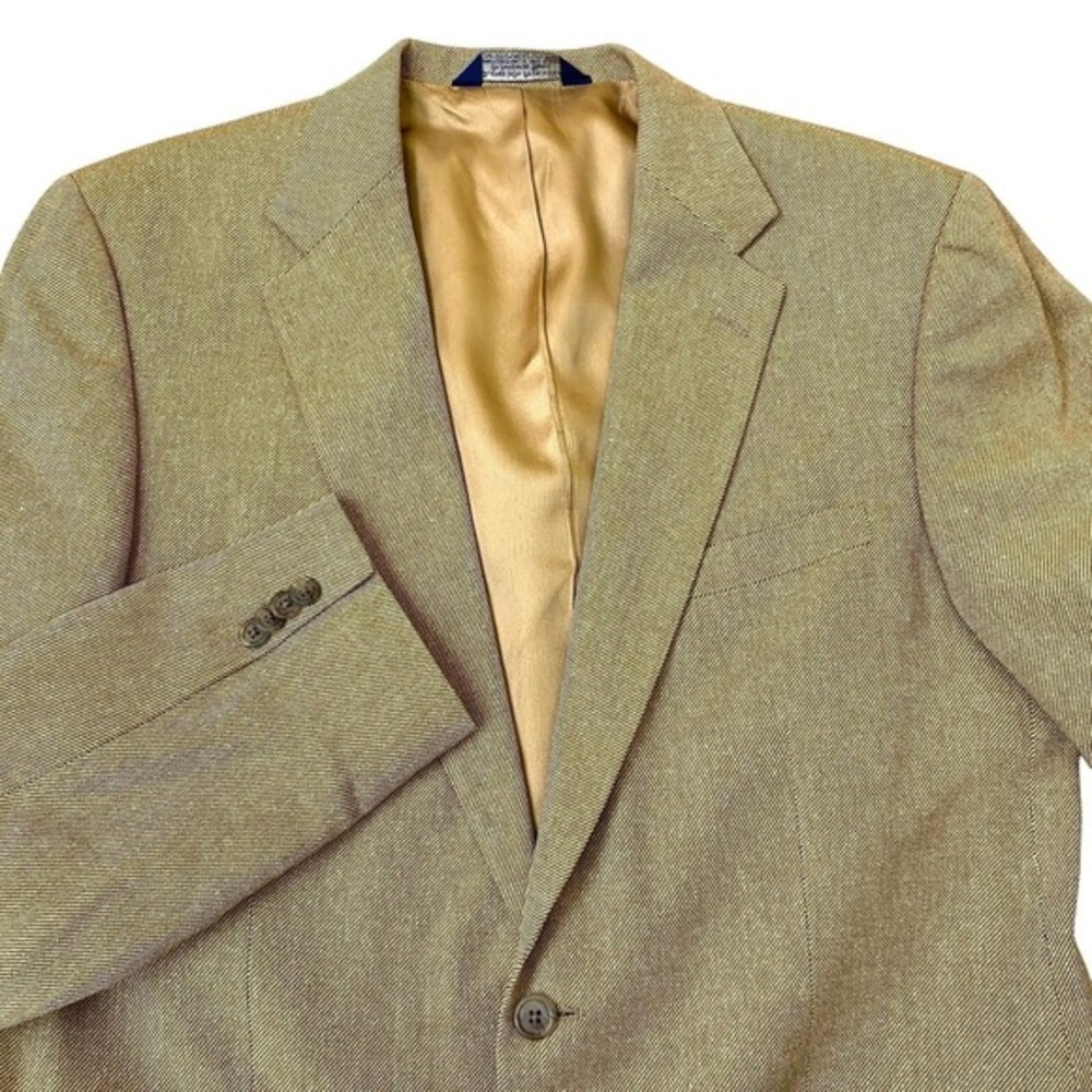 Vintage Lands' End Silk Blazer Jacket Sport Coat Men 42L‎ Golden Tan Preppy USA
